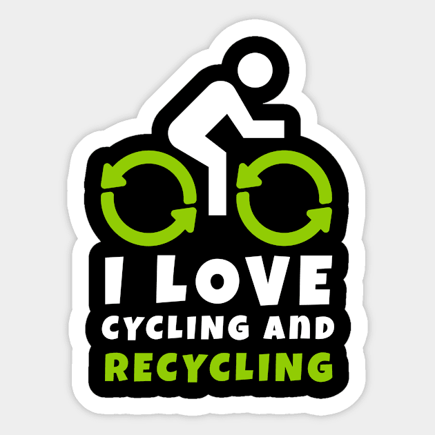 I Love Cycling And Recycling Sticker by blacklines